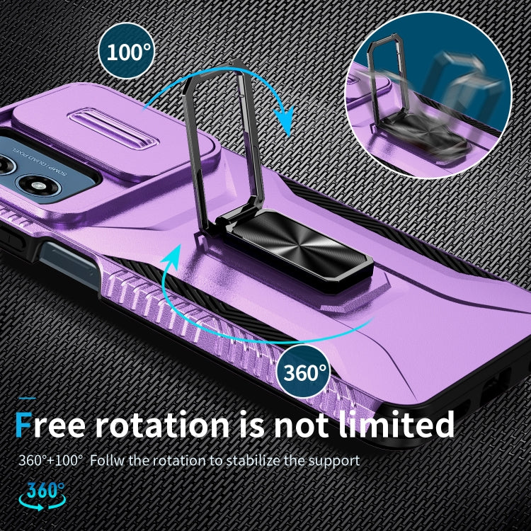 For Motorola Moto G Play 2024 Sliding Camshield Holder Phone Case(Purple) by buy2fix