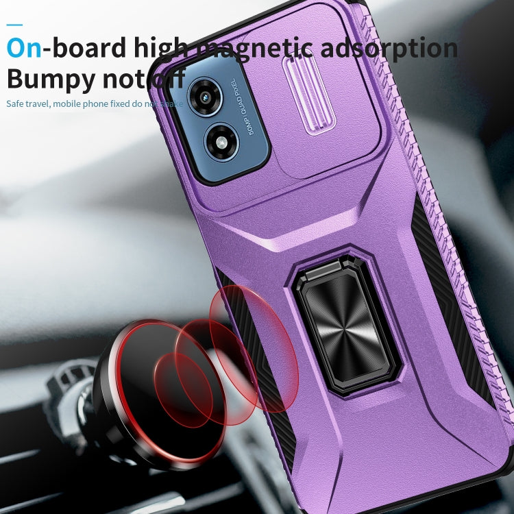 For Motorola Moto G Play 2024 Sliding Camshield Holder Phone Case(Purple) by buy2fix