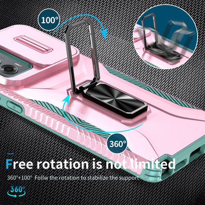 For Motorola Moto G Stylus 2024 Sliding Camshield Holder Phone Case(Pink + Grey Green) by buy2fix