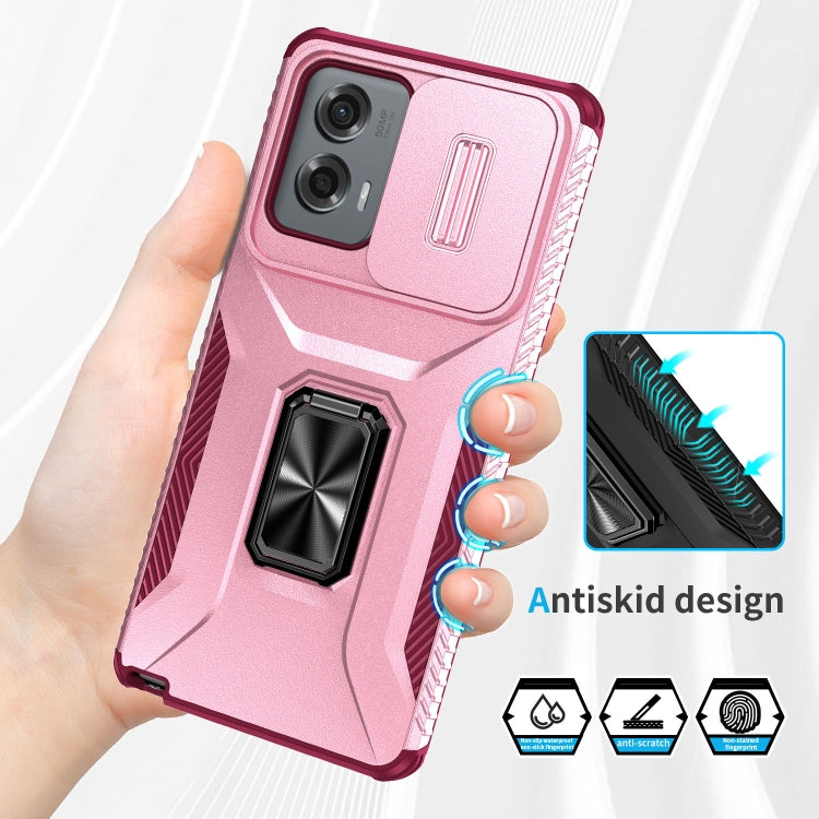 For Motorola Moto G Stylus 2024 Sliding Camshield Holder Phone Case(Pink + Rose Red) by buy2fix