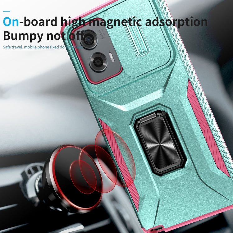 For Motorola Moto G Stylus 2024 Sliding Camshield Holder Phone Case(Grey Green + Pink) by buy2fix