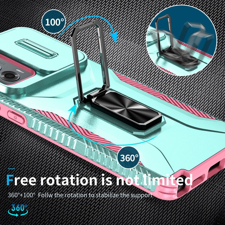 For Motorola Moto G Stylus 2024 Sliding Camshield Holder Phone Case(Grey Green + Pink) by buy2fix