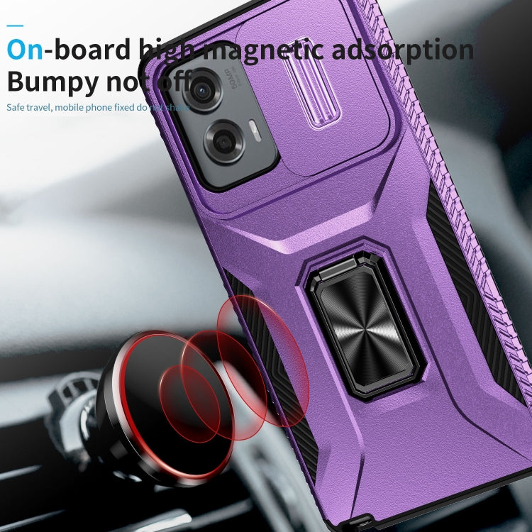 For Motorola Moto G Stylus 2024 Sliding Camshield Holder Phone Case(Purple) by buy2fix