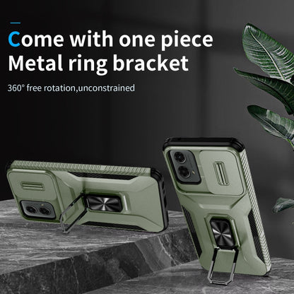 For Motorola Moto G 5G 2024 Sliding Camshield Holder Phone Case(Alpine Green) by buy2fix