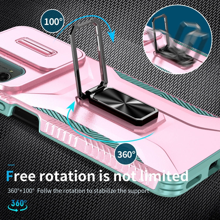 For Motorola Moto G 5G 2024 Sliding Camshield Holder Phone Case(Pink + Grey Green) by buy2fix