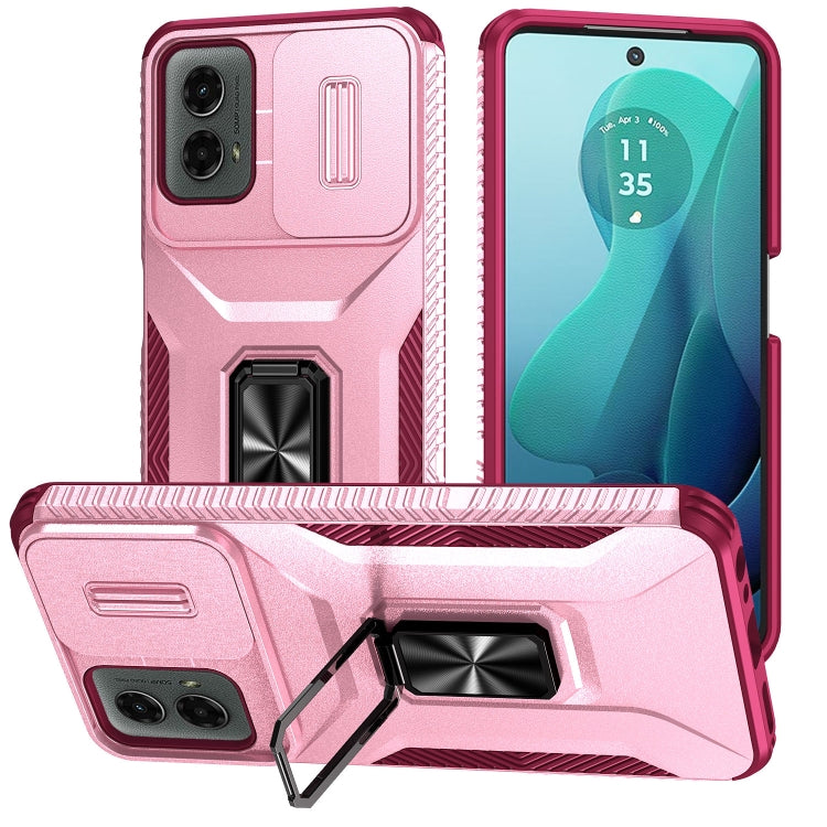 For Motorola Moto G 5G 2024 Sliding Camshield Holder Phone Case(Pink + Rose Red) by buy2fix