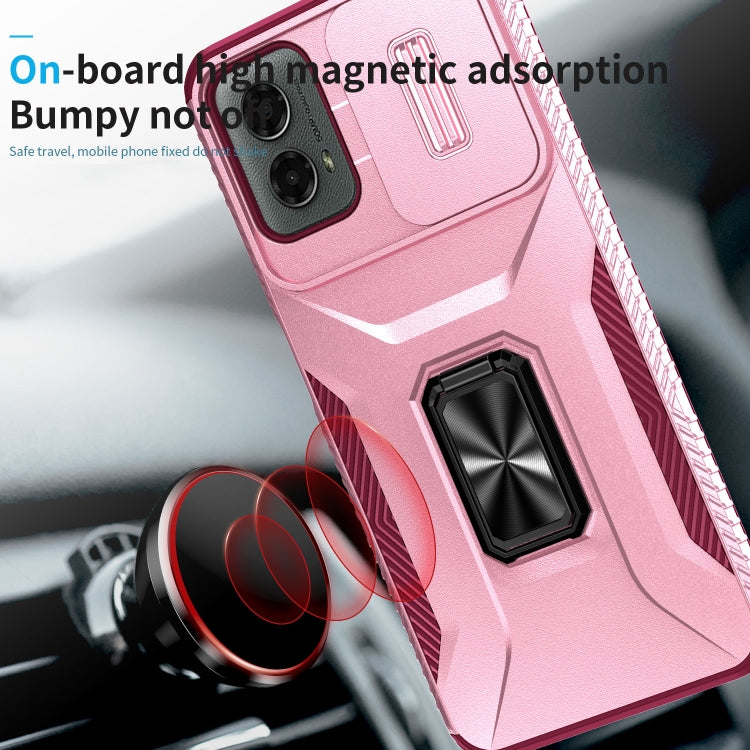 For Motorola Moto G 5G 2024 Sliding Camshield Holder Phone Case(Pink + Rose Red) by buy2fix