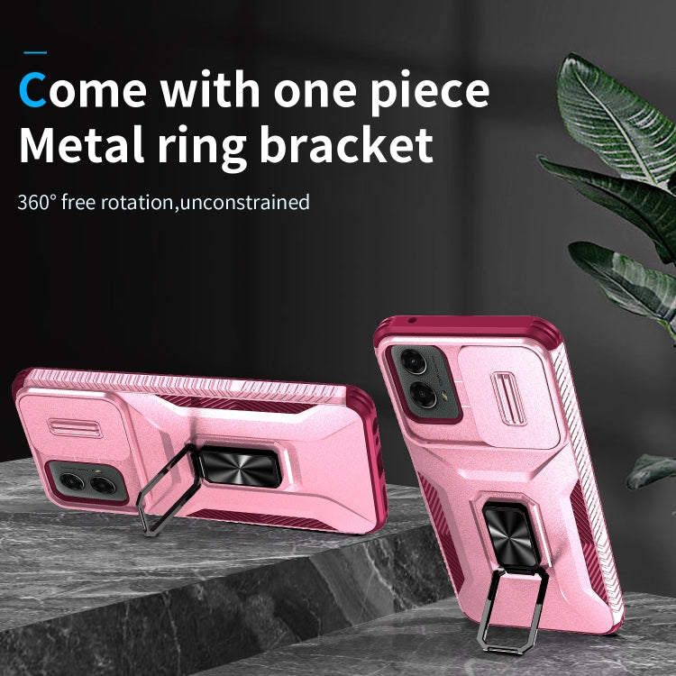 For Motorola Moto G 5G 2024 Sliding Camshield Holder Phone Case(Pink + Rose Red) by buy2fix