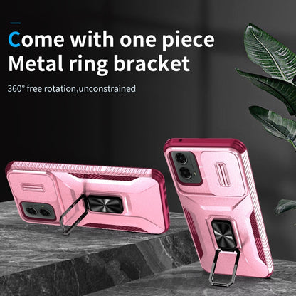 For Motorola Moto G 5G 2024 Sliding Camshield Holder Phone Case(Pink + Rose Red) by buy2fix