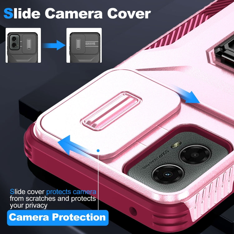 For Motorola Moto G 5G 2024 Sliding Camshield Holder Phone Case(Pink + Rose Red) by buy2fix