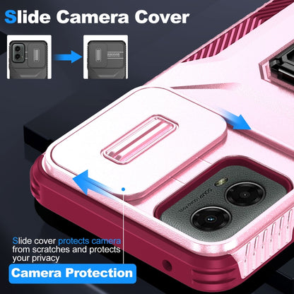 For Motorola Moto G 5G 2024 Sliding Camshield Holder Phone Case(Pink + Rose Red) by buy2fix