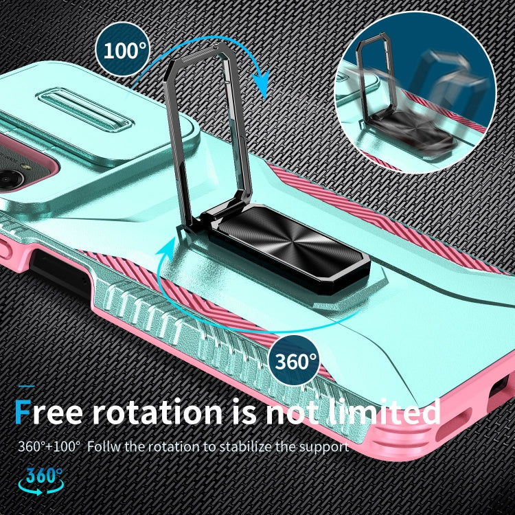 For Motorola Moto G 5G 2024 Sliding Camshield Holder Phone Case(Grey Green + Pink) by buy2fix