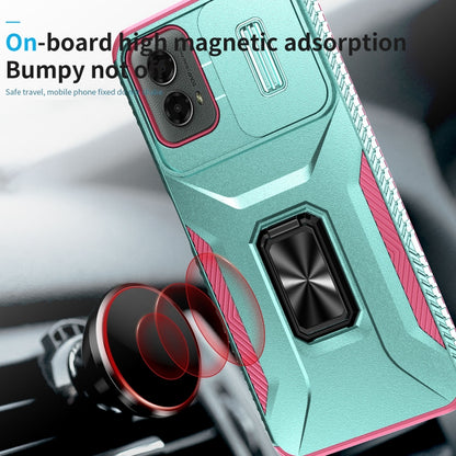 For Motorola Moto G 5G 2024 Sliding Camshield Holder Phone Case(Grey Green + Pink) by buy2fix