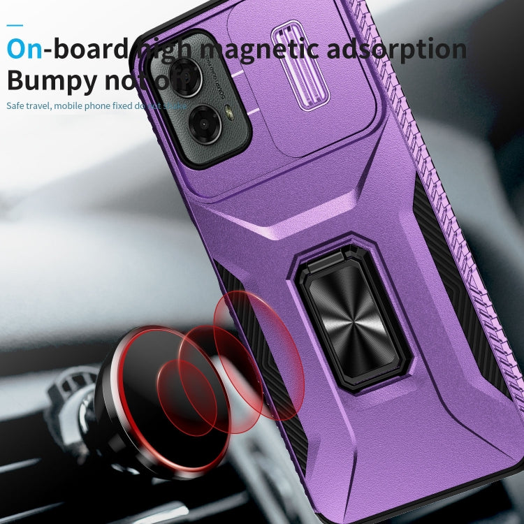 For Motorola Moto G 5G 2024 Sliding Camshield Holder Phone Case(Purple) by buy2fix