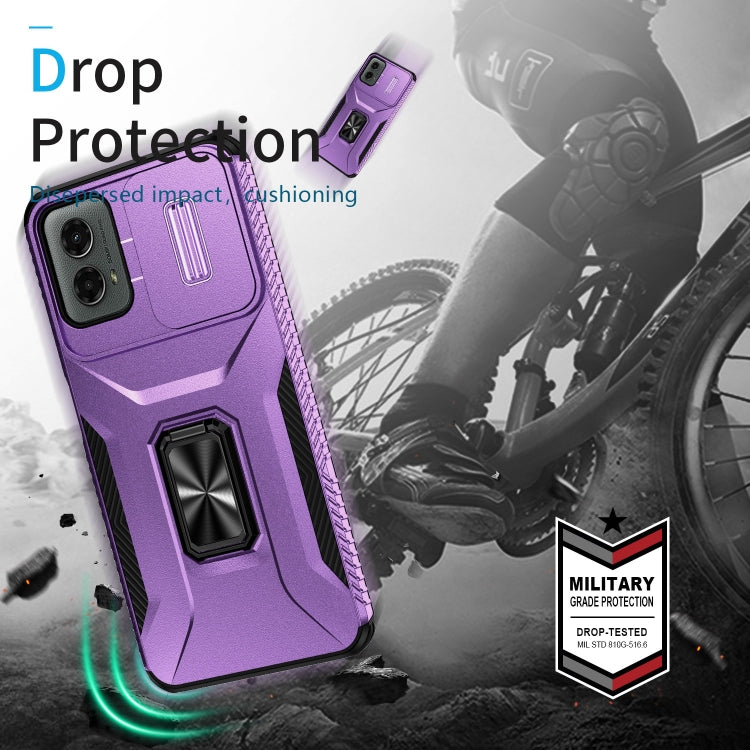 For Motorola Moto G 5G 2024 Sliding Camshield Holder Phone Case(Purple) by buy2fix