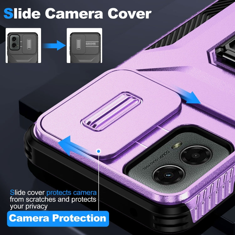 For Motorola Moto G 5G 2024 Sliding Camshield Holder Phone Case(Purple) by buy2fix