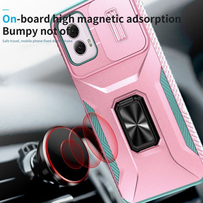 For Motorola Moto G Power 2024 Sliding Camshield Holder Phone Case(Pink + Grey Green) by buy2fix