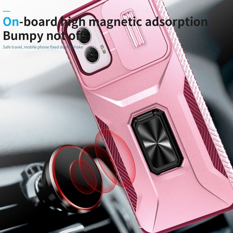 For Motorola Moto G Power 2024 Sliding Camshield Holder Phone Case(Pink + Rose Red) by buy2fix