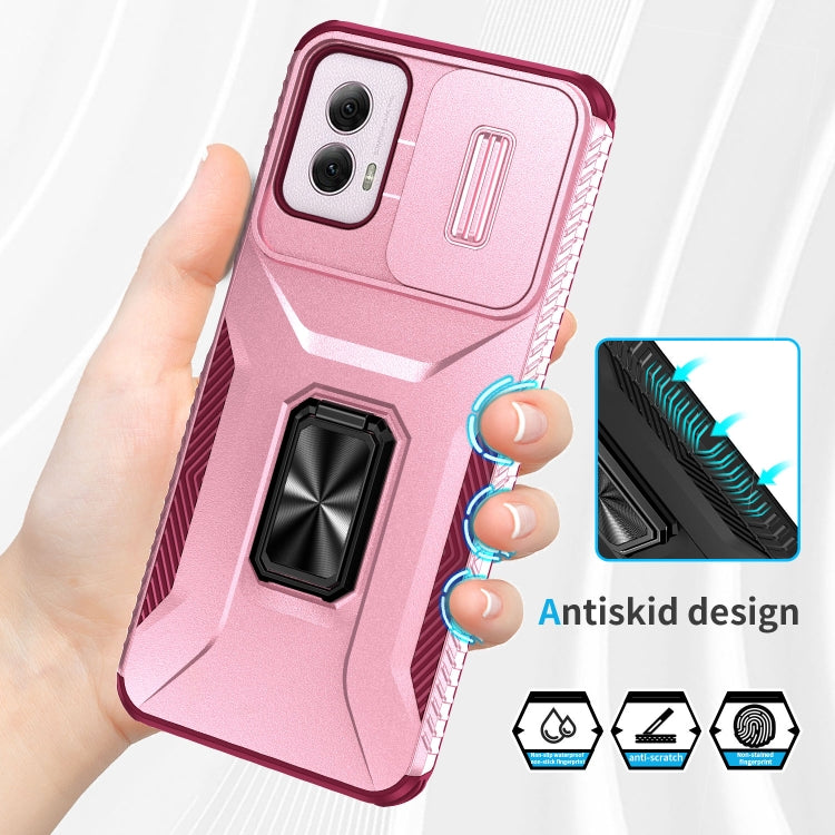 For Motorola Moto G Power 2024 Sliding Camshield Holder Phone Case(Pink + Rose Red) by buy2fix