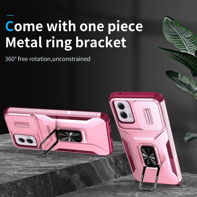 For Motorola Moto G Power 2024 Sliding Camshield Holder Phone Case(Pink + Rose Red) by buy2fix