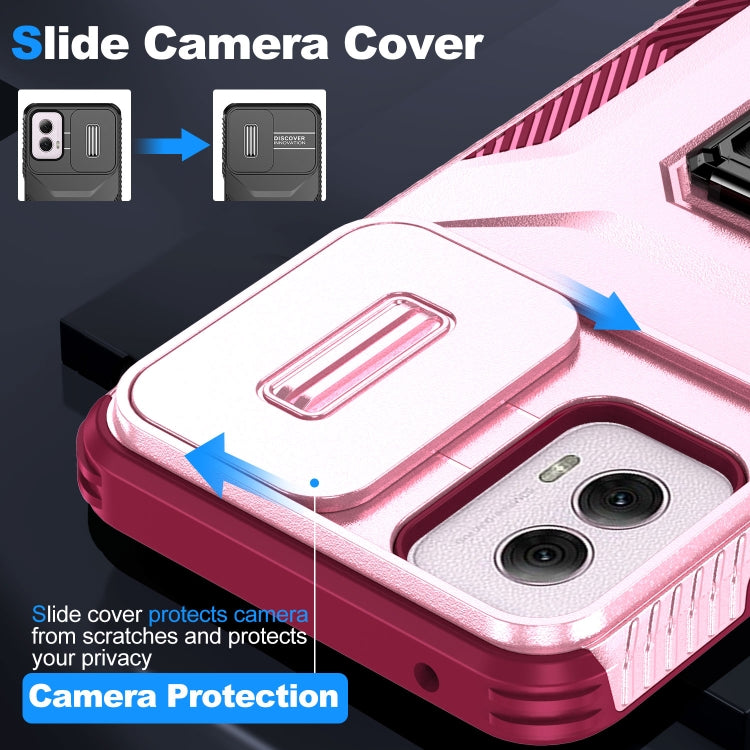 For Motorola Moto G Power 2024 Sliding Camshield Holder Phone Case(Pink + Rose Red) by buy2fix