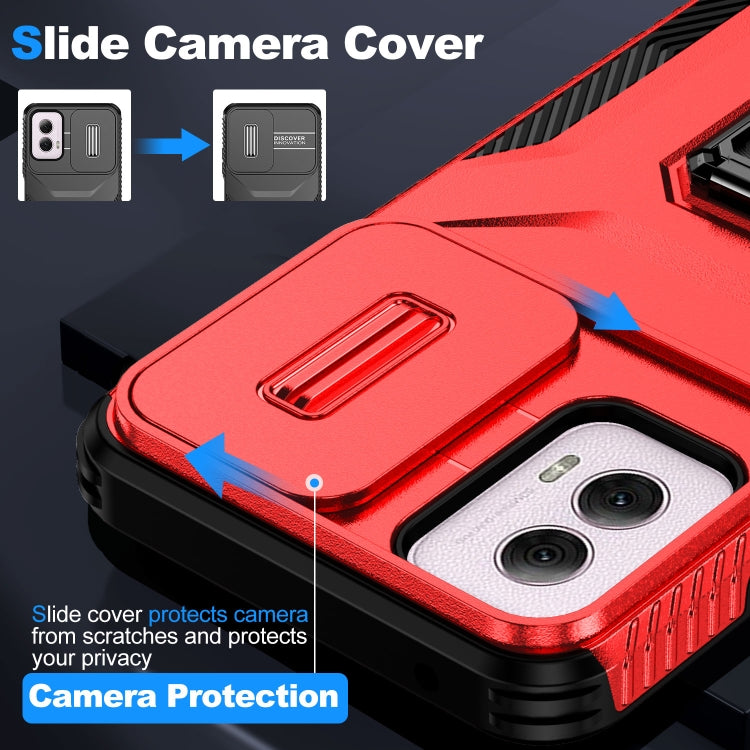 For Motorola Moto G Power 2024 Sliding Camshield Holder Phone Case(Red) by buy2fix