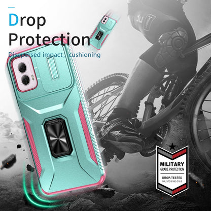 For Motorola Moto G Power 2024 Sliding Camshield Holder Phone Case(Grey Green + Pink) by buy2fix