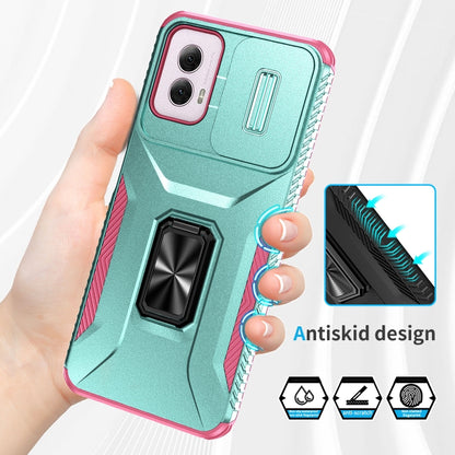 For Motorola Moto G Power 2024 Sliding Camshield Holder Phone Case(Grey Green + Pink) by buy2fix