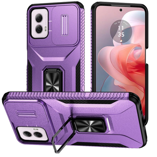 For Motorola Moto G Power 2024 Sliding Camshield Holder Phone Case(Purple) by buy2fix