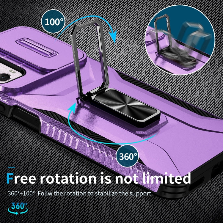 For Motorola Moto G Power 2024 Sliding Camshield Holder Phone Case(Purple) by buy2fix