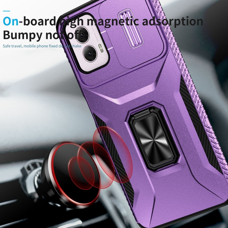 For Motorola Moto G Power 2024 Sliding Camshield Holder Phone Case(Purple) by buy2fix