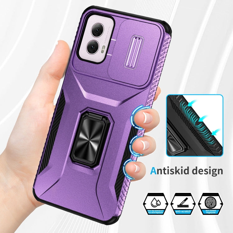 For Motorola Moto G Power 2024 Sliding Camshield Holder Phone Case(Purple) by buy2fix