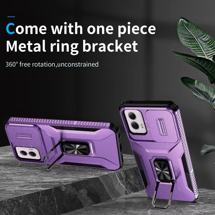 For Motorola Moto G Power 2024 Sliding Camshield Holder Phone Case(Purple) by buy2fix