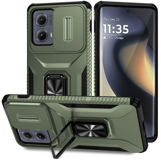 For Motorola Edge 5G 2024 Sliding Camshield Holder Phone Case(Alpine Green) by buy2fix