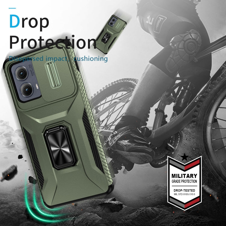 For Motorola Edge 5G 2024 Sliding Camshield Holder Phone Case(Alpine Green) by buy2fix