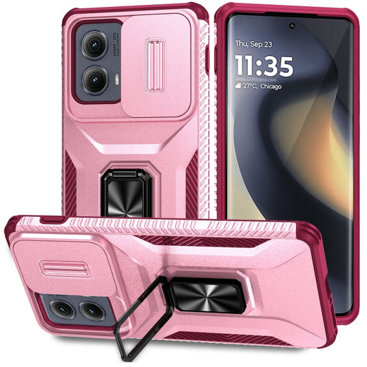 For Motorola Edge 5G 2024 Sliding Camshield Holder Phone Case(Pink + Rose Red) by buy2fix