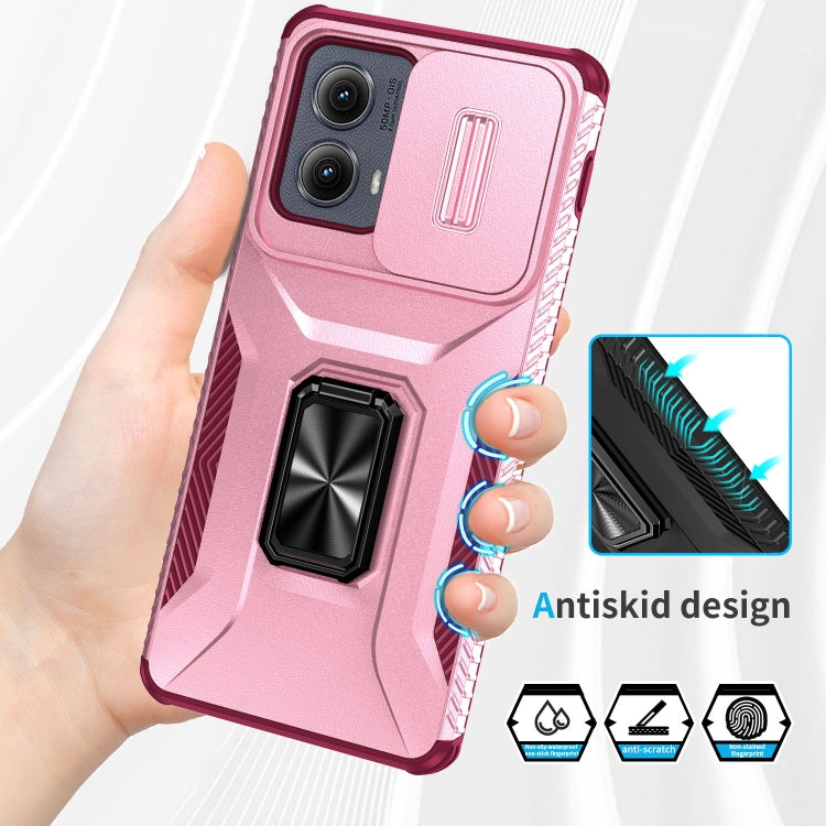 For Motorola Edge 5G 2024 Sliding Camshield Holder Phone Case(Pink + Rose Red) by buy2fix