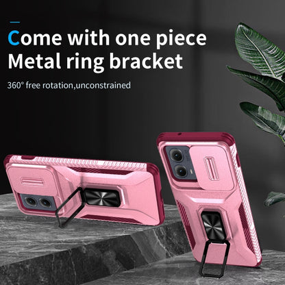 For Motorola Edge 5G 2024 Sliding Camshield Holder Phone Case(Pink + Rose Red) by buy2fix