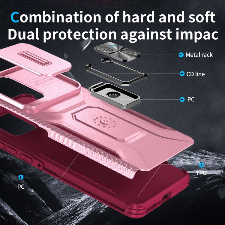 For Motorola Edge 5G 2024 Sliding Camshield Holder Phone Case(Pink + Rose Red) by buy2fix