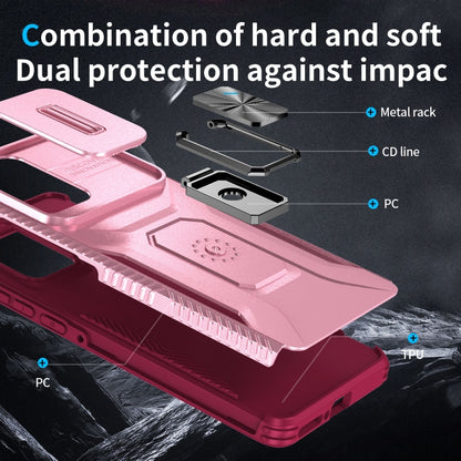 For Motorola Edge 5G 2024 Sliding Camshield Holder Phone Case(Pink + Rose Red) by buy2fix