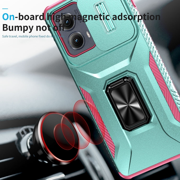 For Motorola Edge 5G 2024 Sliding Camshield Holder Phone Case(Grey Green + Pink) by buy2fix