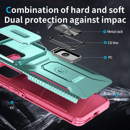 For Motorola Edge 5G 2024 Sliding Camshield Holder Phone Case(Grey Green + Pink) by buy2fix