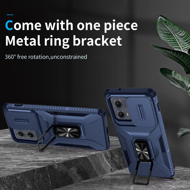 For Motorola Edge 5G 2024 Sliding Camshield Holder Phone Case(Blue) by buy2fix