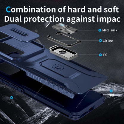 For Motorola Edge 5G 2024 Sliding Camshield Holder Phone Case(Blue) by buy2fix