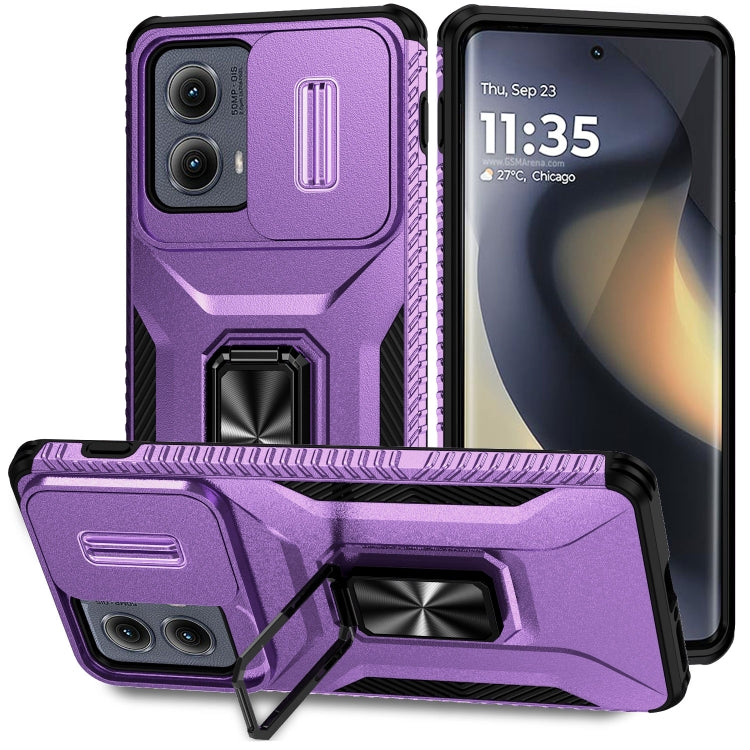 For Motorola Edge 5G 2024 Sliding Camshield Holder Phone Case(Purple) by buy2fix