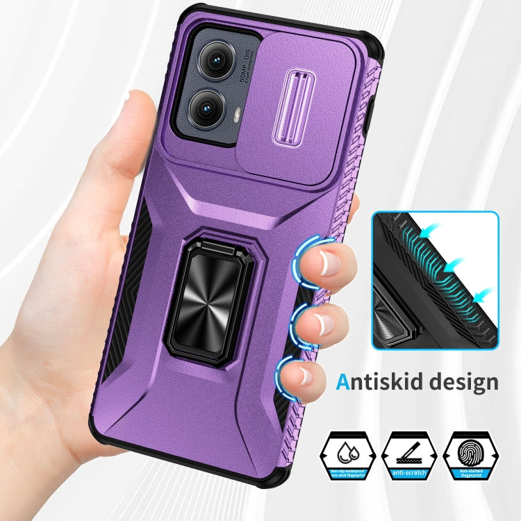For Motorola Edge 5G 2024 Sliding Camshield Holder Phone Case(Purple) by buy2fix