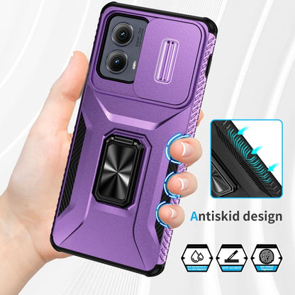 For Motorola Edge 5G 2024 Sliding Camshield Holder Phone Case(Purple) by buy2fix
