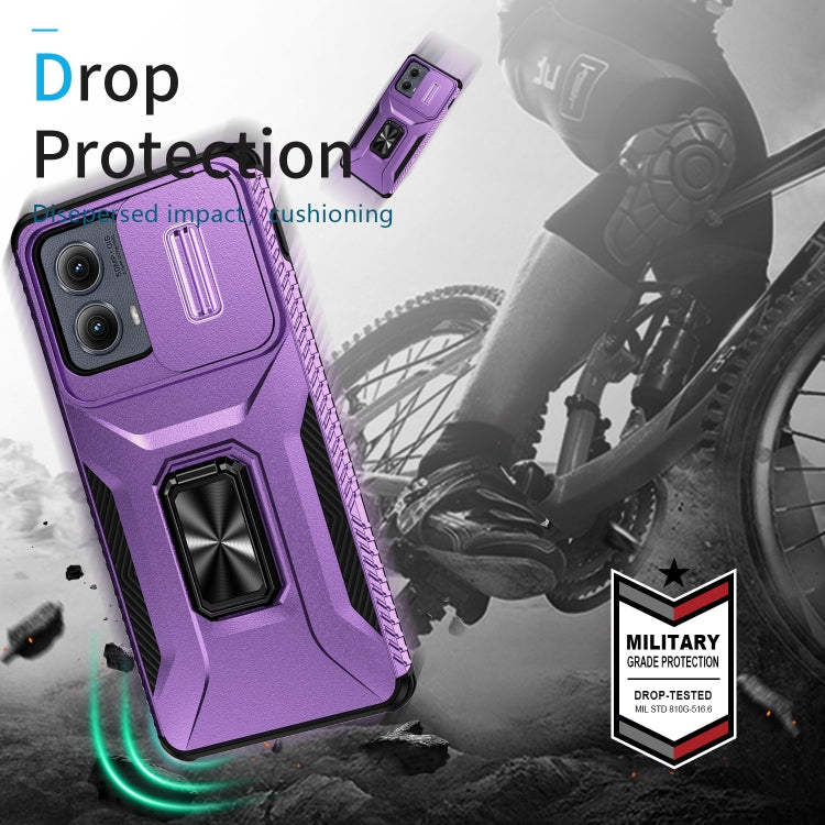 For Motorola Edge 5G 2024 Sliding Camshield Holder Phone Case(Purple) by buy2fix