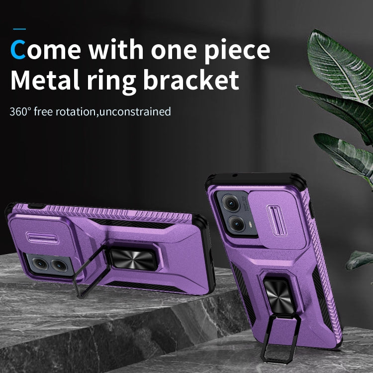 For Motorola Edge 5G 2024 Sliding Camshield Holder Phone Case(Purple) by buy2fix