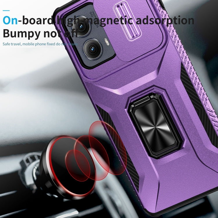 For Motorola Edge 5G 2024 Sliding Camshield Holder Phone Case(Purple) by buy2fix